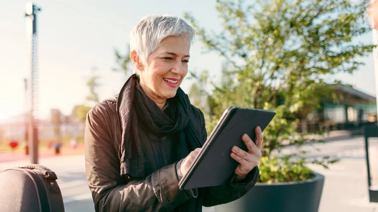 patient or doctor looking at a tablet